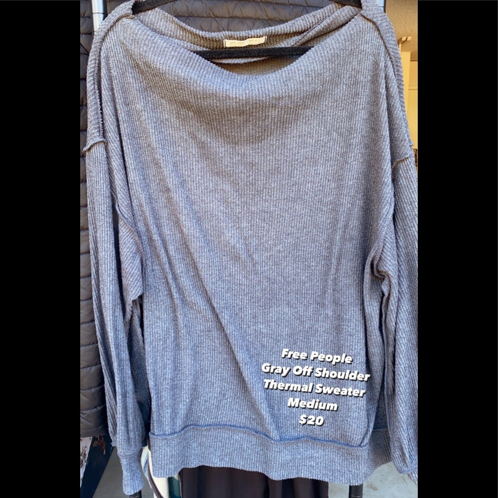 Free People Gray Off-Shoulder Thermal